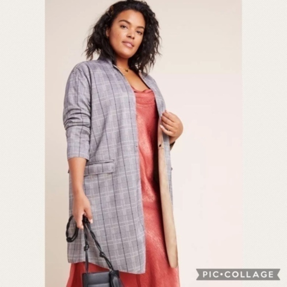 NWT Anthropologie BLANKNYC Renegade Longline Blazer Plaid Jacket